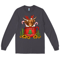 Smoke hot coco christmas highland cow Long Sleeve Tee - Jasminsmagicworld