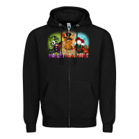 Black happy hallothanksmas gnomes Zipper Hoodie - CowGirlArtShop