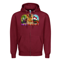 Burgundy happy hallothanksmas gnomes Zipper Hoodie - CowGirlArtShop