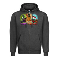 Charcoal Heather happy hallothanksmas gnomes Zipper Hoodie - CowGirlArtShop