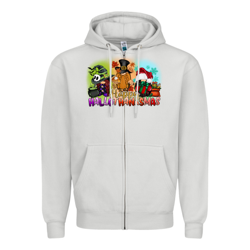 Happy Hallothanksmas Gnomes Zipper Hoodie by CowGirlArtShop | Teevron