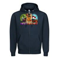 Navy happy hallothanksmas gnomes Zipper Hoodie - CowGirlArtShop