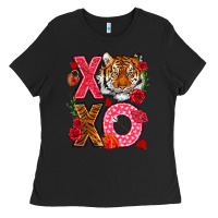 Black xoxo with tiger Ladies Tee - NancyCooperArtShop