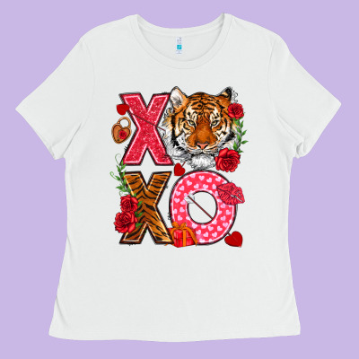 Xoxo With Tiger Ladies Tee Designed By Nancycooperartshop