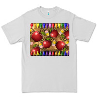Dove Grey Teacher Crayons And Apples Premium Tee - LillyAllenDesigns