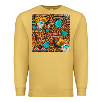 Antique Gold western aztec bull skull seamless pattern Premium Sweatshirt - FaDigitalArtStudio