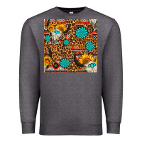 Charcoal Heather western aztec bull skull seamless pattern Premium Sweatshirt - FaDigitalArtStudio