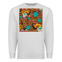 Dove Grey western aztec bull skull seamless pattern Premium Sweatshirt - FaDigitalArtStudio