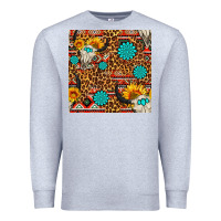Heather Grey western aztec bull skull seamless pattern Premium Sweatshirt - FaDigitalArtStudio