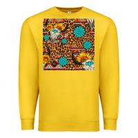 Lemon western aztec bull skull seamless pattern Premium Sweatshirt - FaDigitalArtStudio