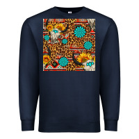 Navy western aztec bull skull seamless pattern Premium Sweatshirt - FaDigitalArtStudio