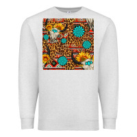 Oatmeal Heather western aztec bull skull seamless pattern Premium Sweatshirt - FaDigitalArtStudio
