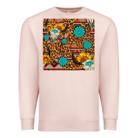 Pale Pink western aztec bull skull seamless pattern Premium Sweatshirt - FaDigitalArtStudio