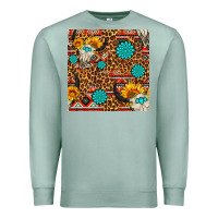 Seafoam western aztec bull skull seamless pattern Premium Sweatshirt - FaDigitalArtStudio