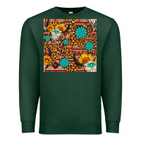 Sports Green western aztec bull skull seamless pattern Premium Sweatshirt - FaDigitalArtStudio
