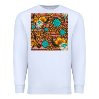 White western aztec bull skull seamless pattern Premium Sweatshirt - FaDigitalArtStudio