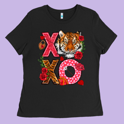 Xoxo With Tiger Ladies Tee Designed By Nancycooperartshop