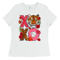 White xoxo with tiger Ladies Tee - NancyCooperArtShop
