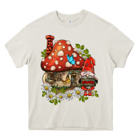 Cream welcome gnome ladybug Heavy Core Tee - BarkalooDesign