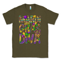 Army Green Mardi Gras diva Classic Tee - BundleAndBundleShop