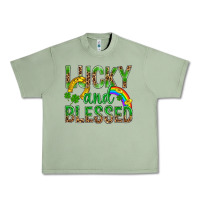 Oil Green Lucky And Blessed St Patricks Urban Heavy Tee - BundleAndBundleShop