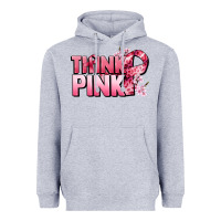 Heather Grey Think pink Cancer Awareness Heavyweight Hoodie - FaDigitalArtStudio