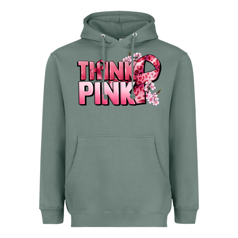 Think Pink Cancer Awareness Heavyweight Hoodie by FaDigitalArtStudio | Teevron