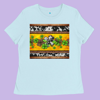 St Patricks Day Western Shamrock Ladies Tee Designed By Jasminsmagicworld