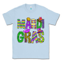 Dusty Blue Mardi Gras Carnaval Mask Classic Tee - BundleAndBundleShop