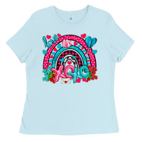 Baby Blue xo xo rainbow valentine Ladies Tee - NancyCooperArtShop