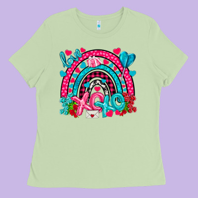 Xo Xo Rainbow Valentine Ladies Tee Designed By Nancycooperartshop