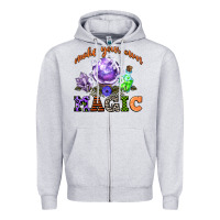 Heather Grey make your own magic Zipper Hoodie - CowGirlArtShop