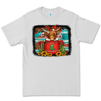 Dove Grey hot coco christmas highland cow with background Premium Tee - Jasminsmagicworld