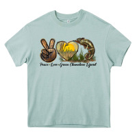 Peace Love Green Chameleon Lizard Heavy Core Tee | Teevron