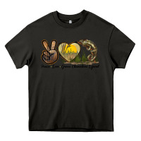 Asphalt Peace Love Green Chameleon Lizard Heavy Core Tee - LillyAllenDesigns