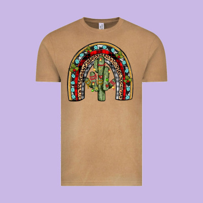 Christmas Cactus Rainbow Vintage Tee Designed By Jahusdesignshop