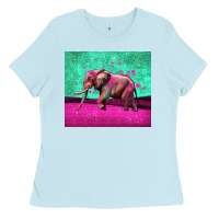Baby Blue colorful elephant Ladies Tee - LillyAllenDesigns