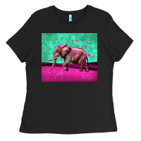 Black colorful elephant Ladies Tee - LillyAllenDesigns