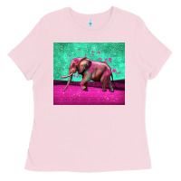Bubblegum Pink colorful elephant Ladies Tee - LillyAllenDesigns