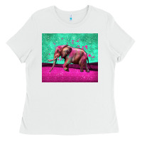 White colorful elephant Ladies Tee - LillyAllenDesigns