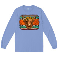 Highland Cow Western Background Long Sleeve Tee | Teevron