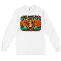 White highland cow western background Long Sleeve Tee - Jasminsmagicworld