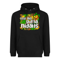 Black St. Patrick's Little miss shenanigans Heavyweight Hoodie - OliviaCreatesArt