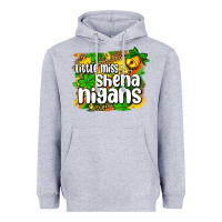 Heather Grey St. Patrick's Little miss shenanigans Heavyweight Hoodie - OliviaCreatesArt