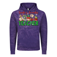 Cloud Purple santa's favorite teacher Vintage Hoodie - MaliasSmallBusiness