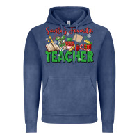 Vintage Denim santa's favorite teacher Vintage Hoodie - MaliasSmallBusiness