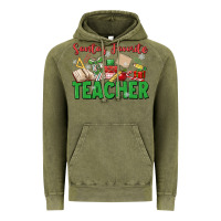 Vintage Olive santa's favorite teacher Vintage Hoodie - MaliasSmallBusiness
