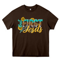 Chocolate Brown but first jesus Heavy Core Tee - NancyCooperArtShop