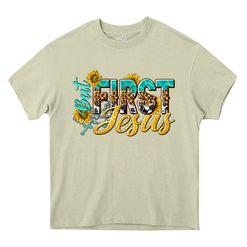 But First Jesus Heavy Core Tee by NancyCooperArtShop | Teevron