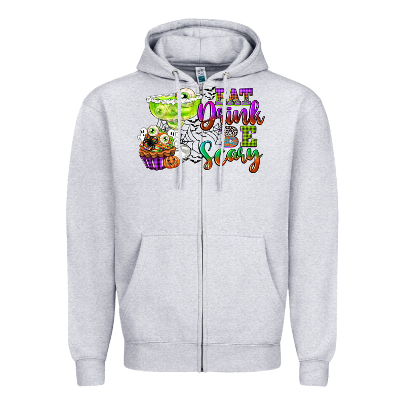 Eat Drink And Be Scary Zipper Hoodie by CowGirlArtShop | Teevron